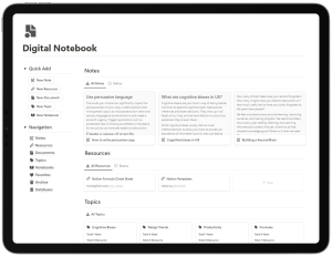 Notion notebook template
