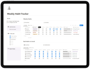 Notion Weekly Habit Tracker Preview
