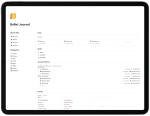 notion bullet journal template preview
